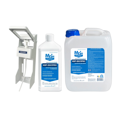 Акция: Антисептик НОР-экспресс 1 л + НОР-экспресс 5 л + локтевой дозатор