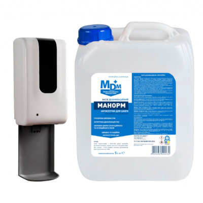 Акція: Антисептик Манорм 5 л + Безконтактний диспенсер 1,2 л