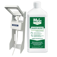 Акция: Средство дезинфекционное для рук и поверхностей Манорм Эксперт 1 л + Дозатор локтевой