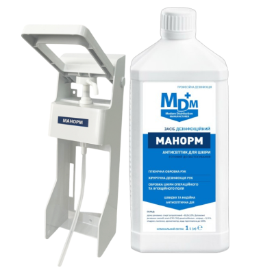 Promotion: Antiseptic disinfectant Manorm 1L + Elbow dispenser