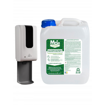 Акция: Средство дезинфекционное для рук и поверхностей Манорм Эксперт 5 л + Бесконтактный диспенсер 1,2 л