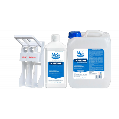 Акция: Антисептик Манорм 1 л + Манорм 5 л + 2 Локтевых дозатора