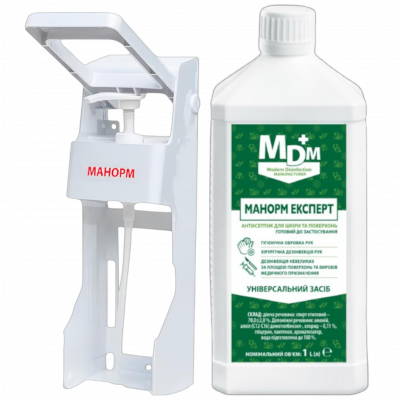 Акція: Засіб дезінфекційний для рук та поверхонь Манорм Експерт 1 л + Дозатор ліктьовий